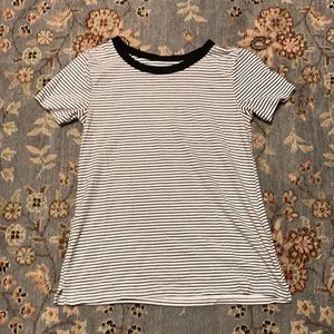 Black and white striped short sleeve shirt